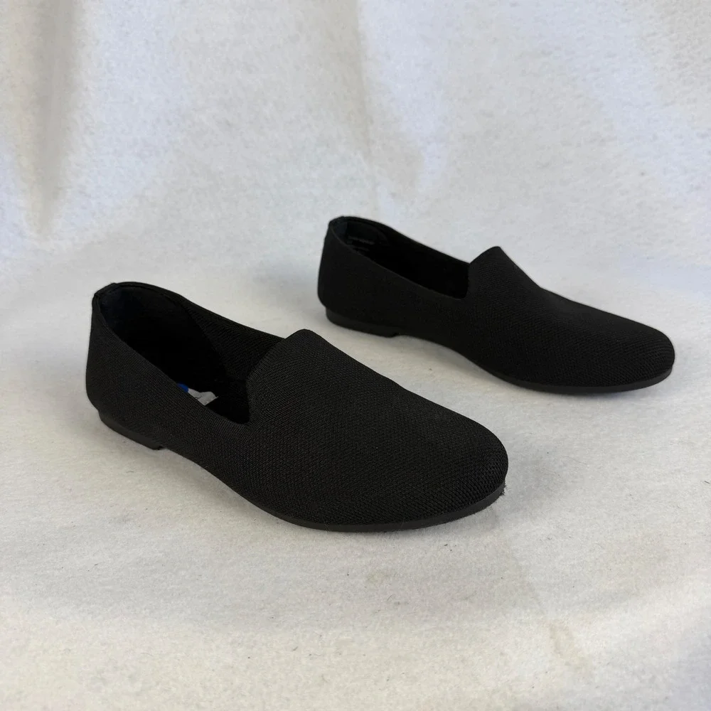 Steve Madden Sabin Black‎ Knit Fabric Slip On Loafers Flats Ballet Womens US 6.5